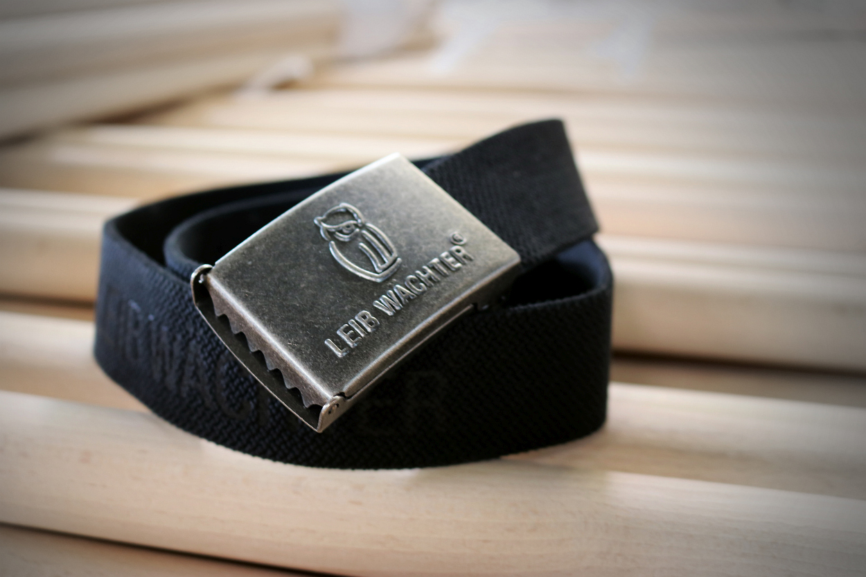 Stretchbandgürtel Schwarz mit Metallkoppel FLEXG70 Länge 90 cm von Leibwächter