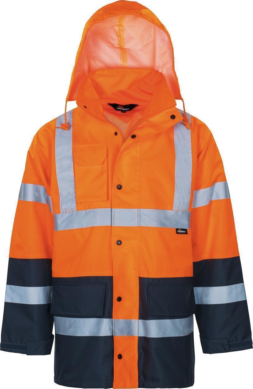Warnschutz-Kontrast-Regenjacke leuchtorange-marine in Gr. XXL von Vizwell