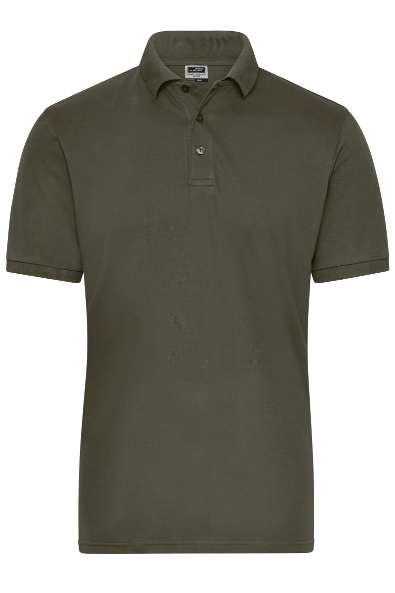 JN1806 Herren BIO Stretch-Polo Work - SOLID - in Olive, Größe 2XL von James & Nicholson