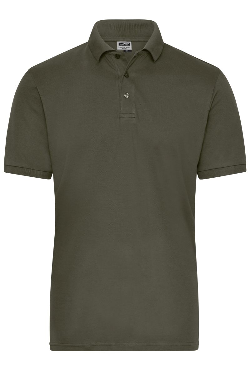 JN1806 Herren BIO Stretch-Polo Work - SOLID - in Olive, Größe 2XL von James & Nicholson JN1806 Herren BIO Stretch-Polo Work - SOLID - in Olive, Größe 2XL von James & Nicholson
