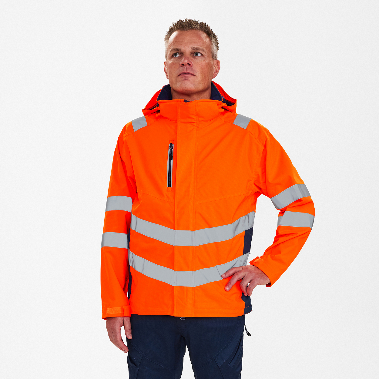 ENGEL Safety Shelljacke in Orange/Blue ink, Größe XS