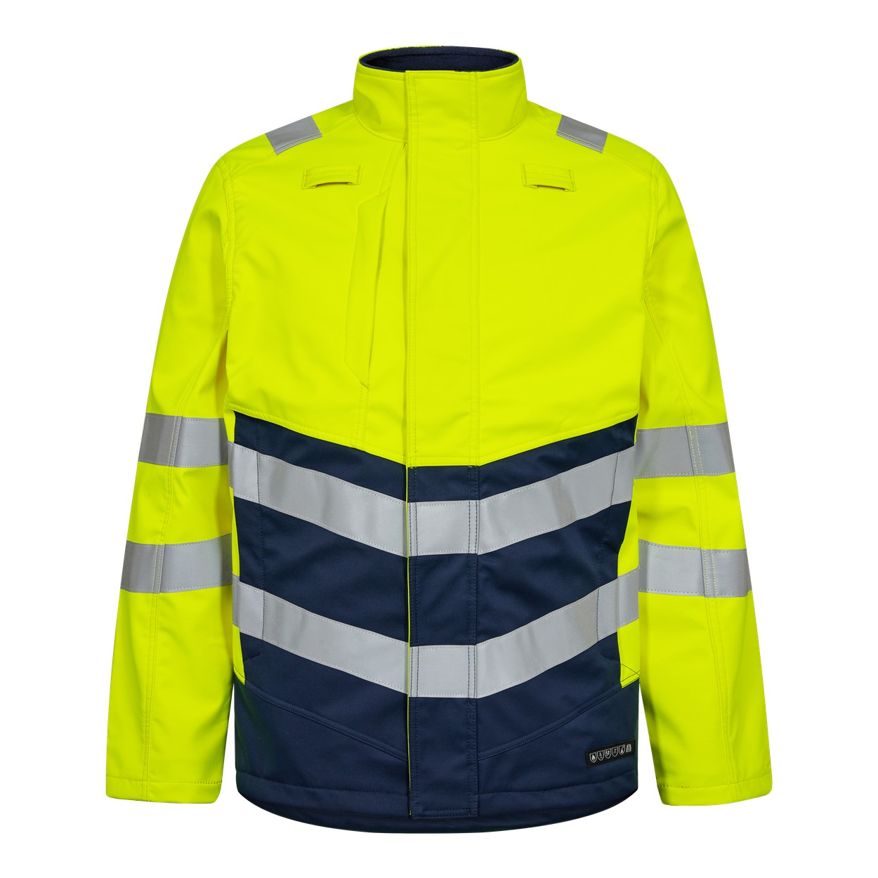 ENGEL Safety+ Softshelljacke in Gelb/Blue Ink, Größe XS