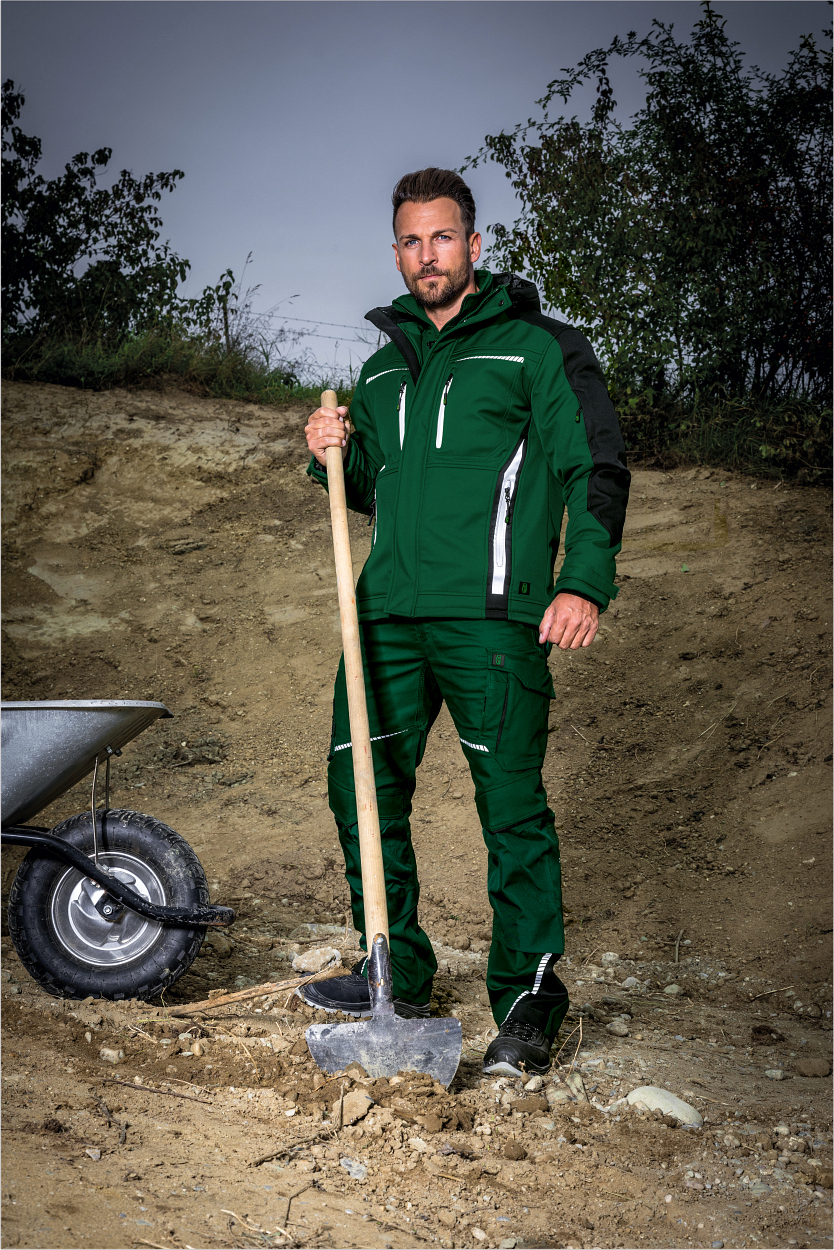 Winter-Softshelljacke Flex Line Grün/Schwarz FLEXI, Gr. 3XL von Leibwächter Bundhose Flex Line in Grün-Schwarz, Gr. 98 von Leibwächter