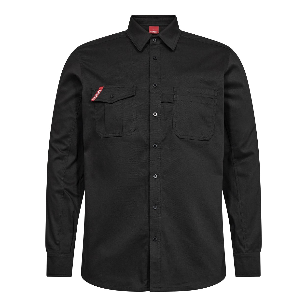 ENGEL Extend Baumwolle Langarm-Hemd in Schwarz, Größe XS