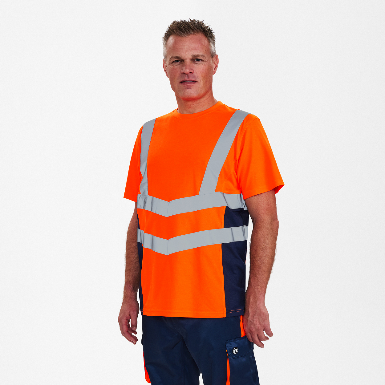 ENGEL Safety T-Shirt in Orange/Blue ink, Größe XS