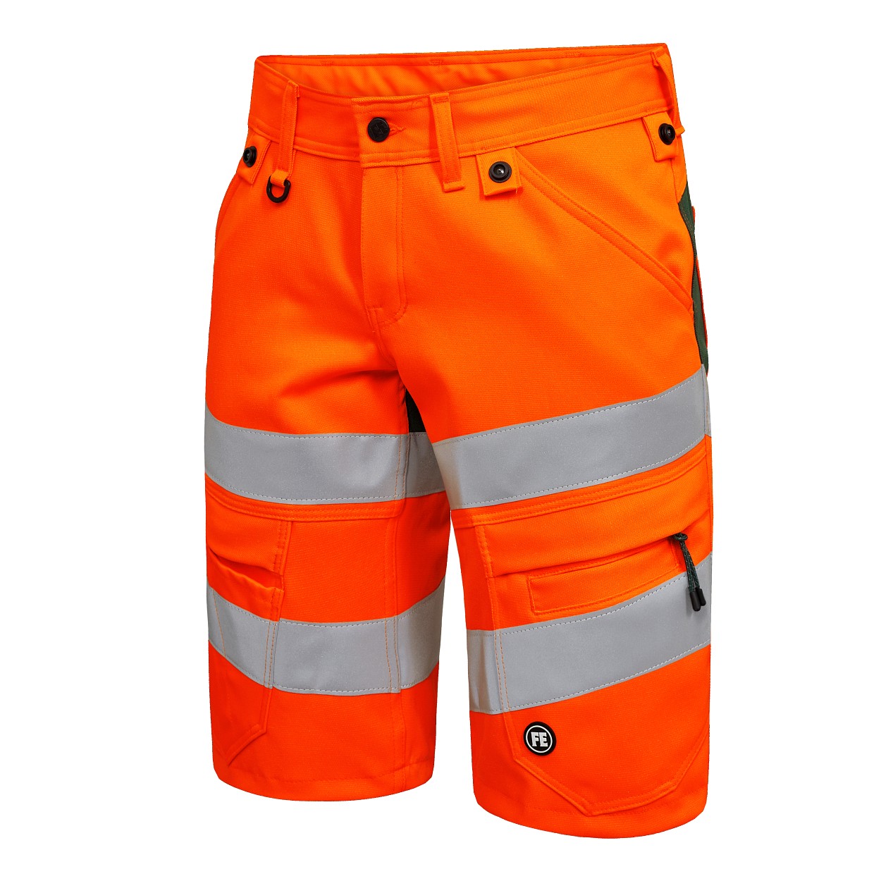 ENGEL Safety Arbeitsshorts mit 2-Wege-Stretch in Orange/Grün, Größe 54