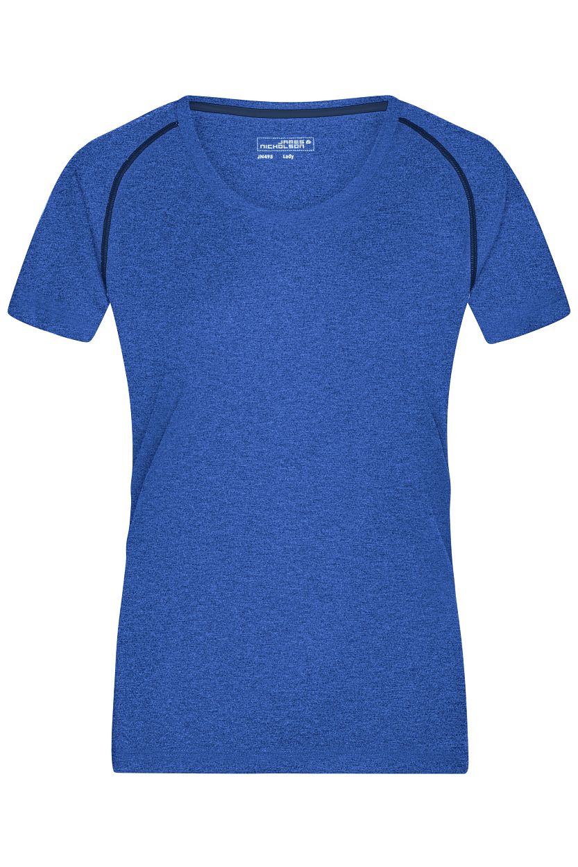 Ladies' Sports T-Shirt "JN495" in Blue-Melange/Navy, Größe 2XL - Daiber