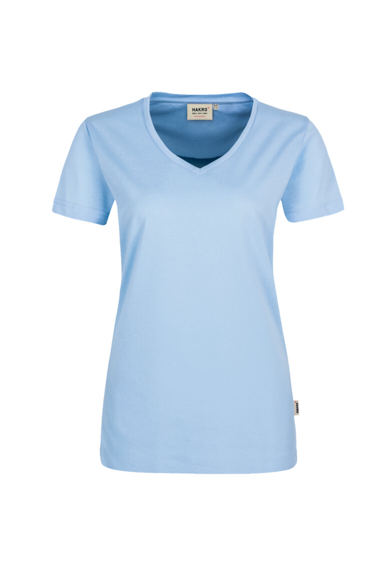 HAKRO 181 Damen V-Shirt MIKRALINAR® in Eisblau, Größe 6XL