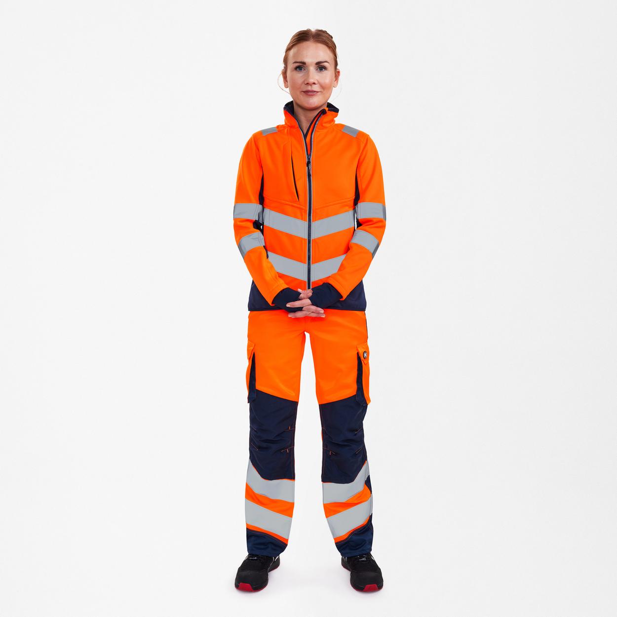 ENGEL Safety Damen Softshelljacke in Orange/Blue ink, Größe XS