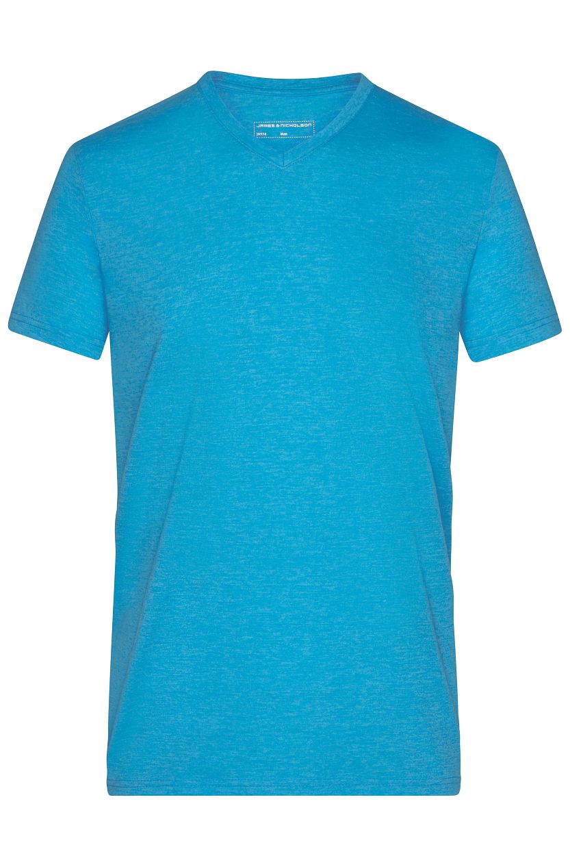 Men's Heather T-Shirt "JN974" in Turquoise-Melange, Größe 3XL - Daiber