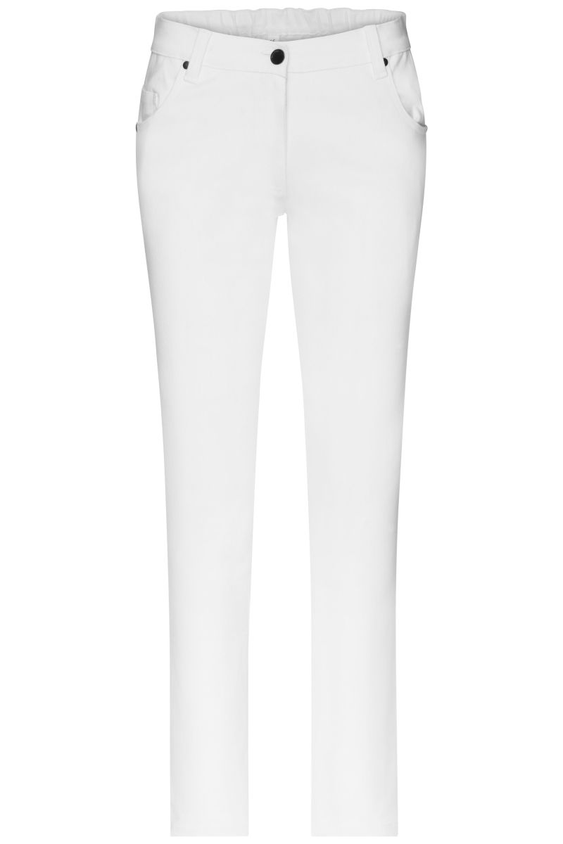 JN3001 Damen 5-Pocket-Stretch-Hose in White, Größe 34 von James & Nicholson