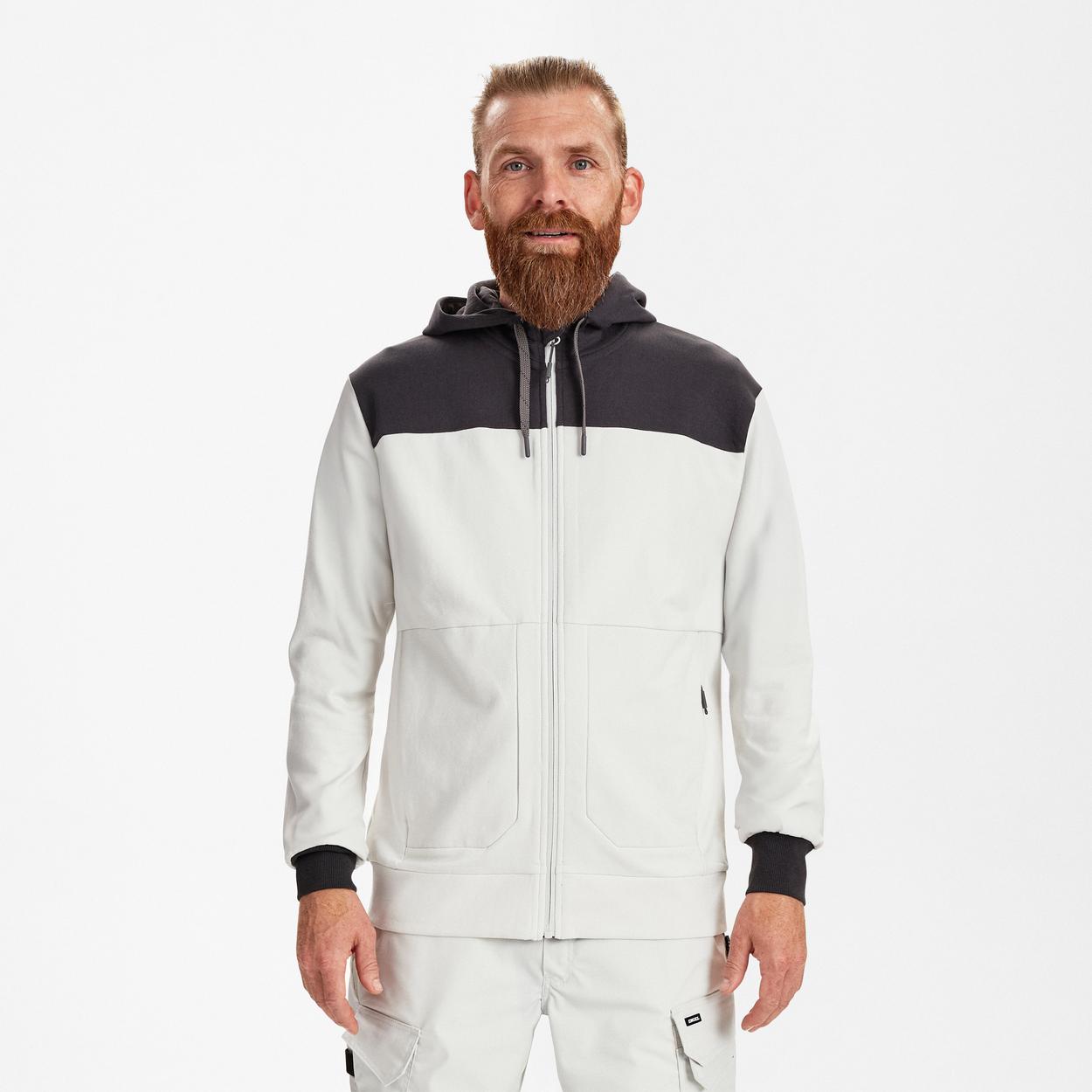 ENGEL Entire sweatcardigan mit kapuze in Bone White / Anthracite Grey, Größe XS