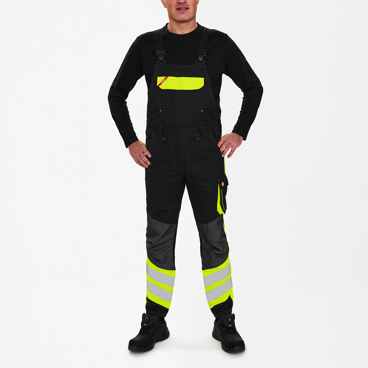 ENGEL Cargo Latzhose in Schwarz/Gelb, Größe 106