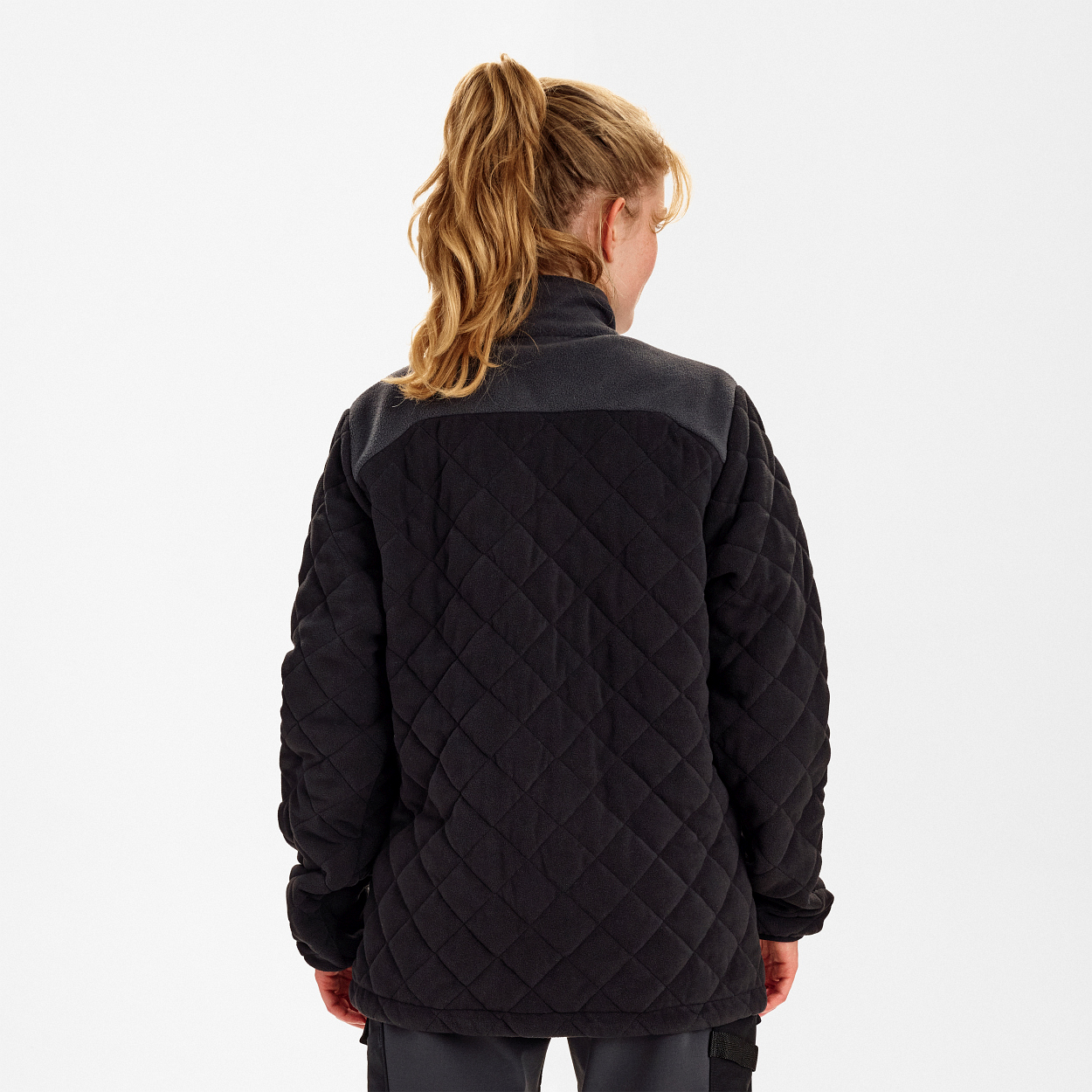 Entire Damen Gestepptes-Fleecejacke in Schwarz/Anthrazit Grau, Größe XS