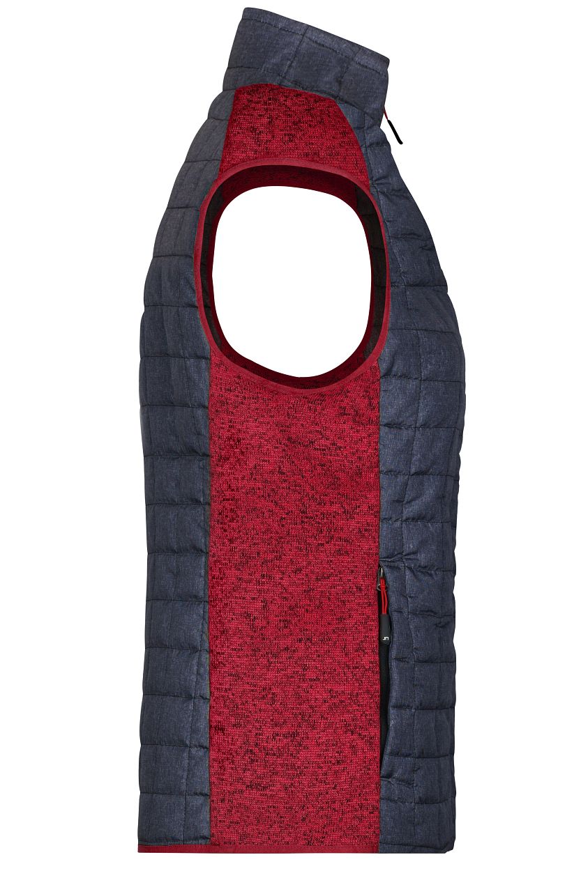Ladies' Knitted Hybrid Vest "JN739" in Red-Melange/Anthracite-Melange, Größe 2XL - Daiber