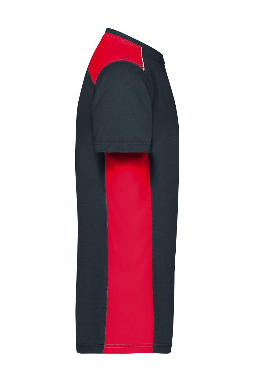 Men's Workwear T-Shirt - COLOR - "JN860" in Carbon/Red, Größe 6XL - Daiber