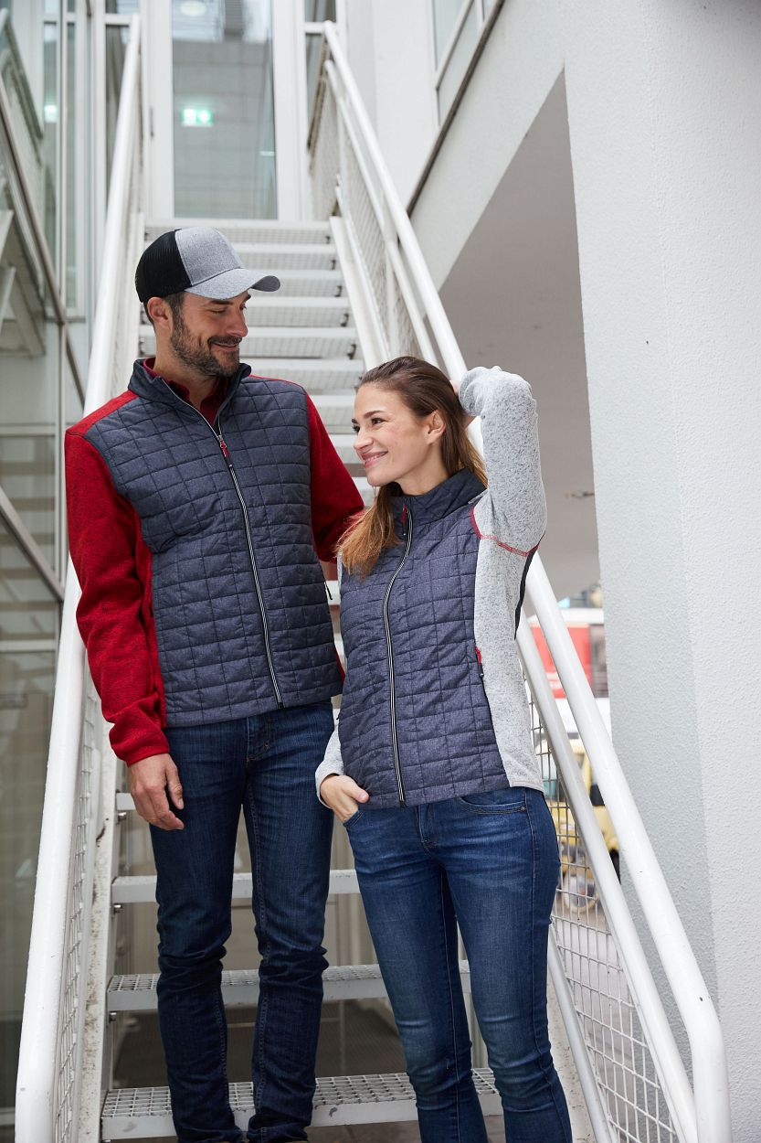 Ladies' Knitted Hybrid Jacket "JN741" in Royal-Melange/Anthracite-Melange, Größe 2XL - Daiber