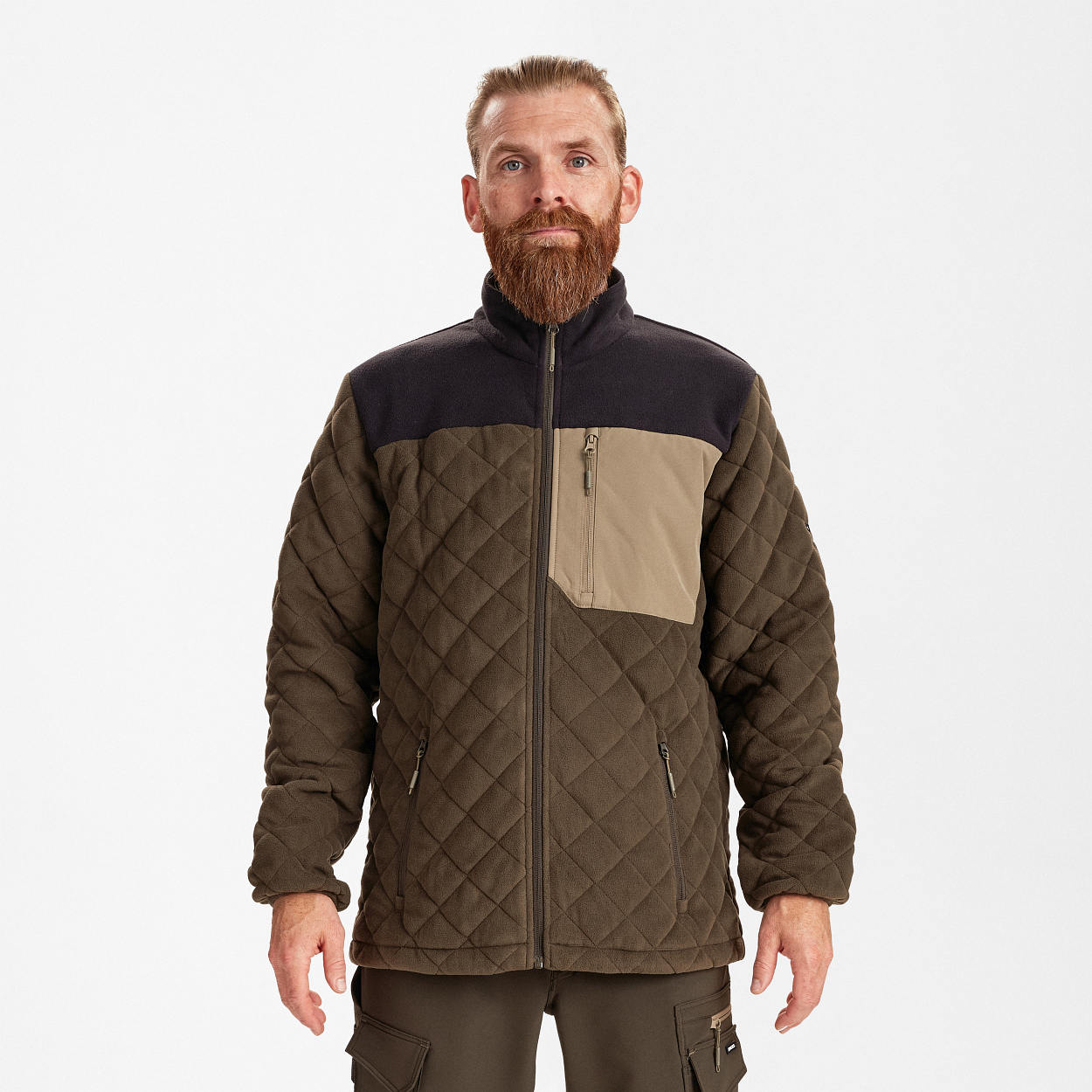 ENGEL Entire Gestepptes-Fleecejacke in Forest Green/Schwarz, Größe XS