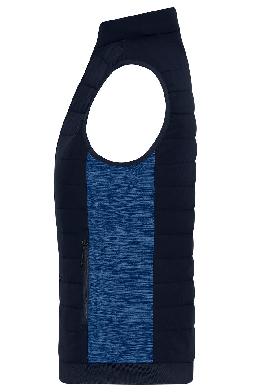 Ladies' Padded Hybrid Vest "JN1863" in Navy/Royal-Melange, Größe 4XL - Daiber