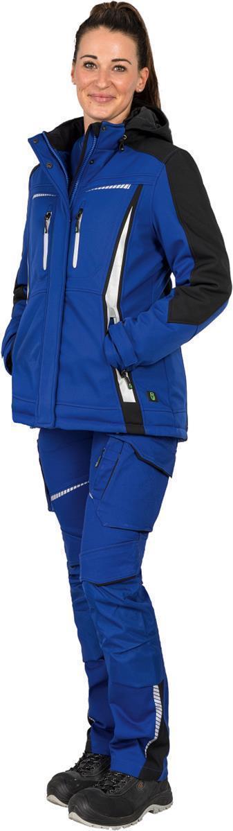 Damen Winter-Softshelljacke Kornblau/Schwarz FLXDI, Gr. 52 von Leibwächter