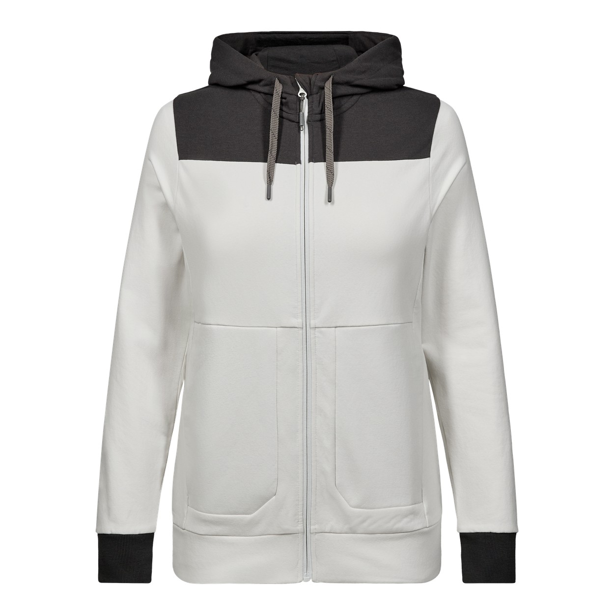 ENGEL Entire Damen Sweatcardigan mit Kapuze in Bone White / Anthracite Grey, Größe XS