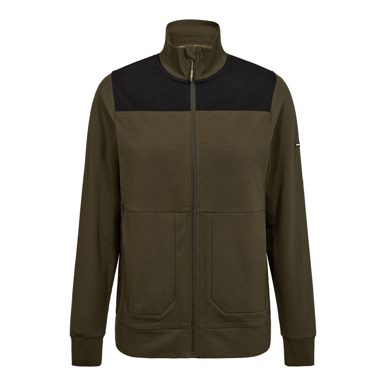 ENGEL Entire Damen Sweatcardigan mit Kragen in Forest Green/Schwarz, Größe XS