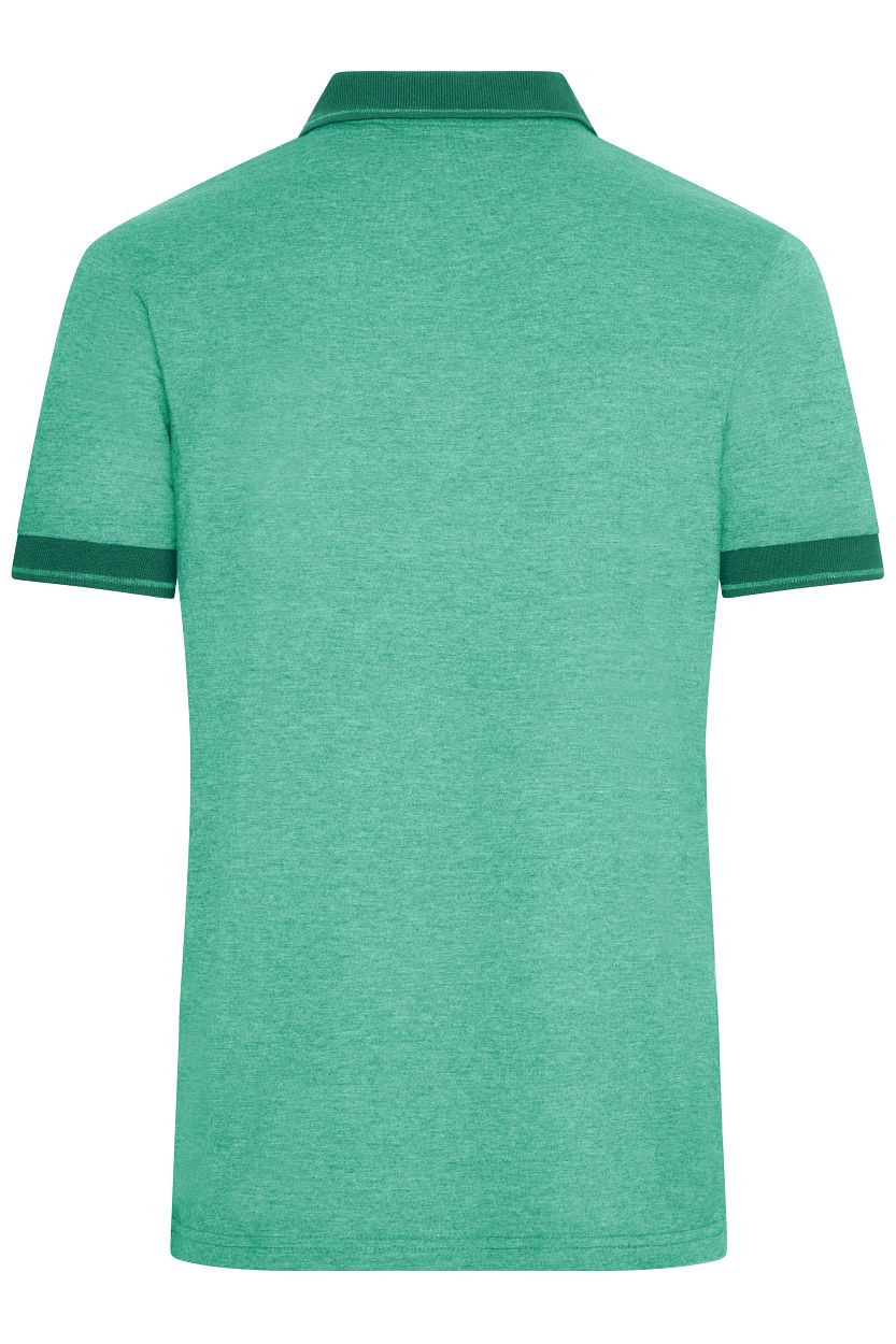 Men's Heather Polo "JN706" in Green-Melange/Dark-Green, Größe 3XL - Daiber