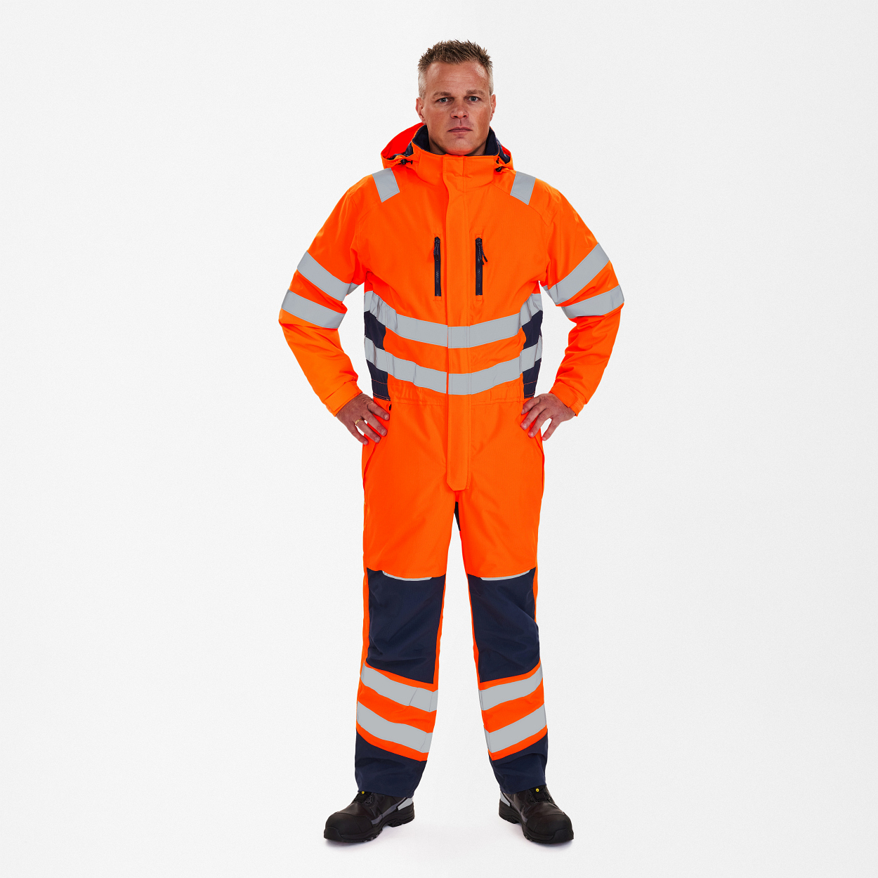 ENGEL Safety Winteroverall in Orange/Blue ink, Größe 2XL