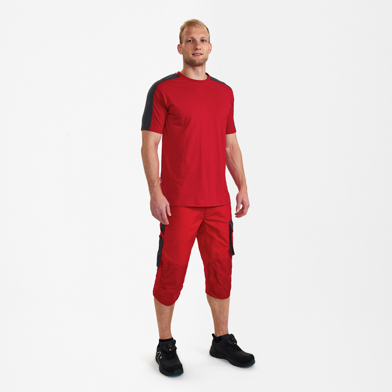 ENGEL Galaxy T-Shirt in Tomato Red/Anthrazit Grau, Größe XS