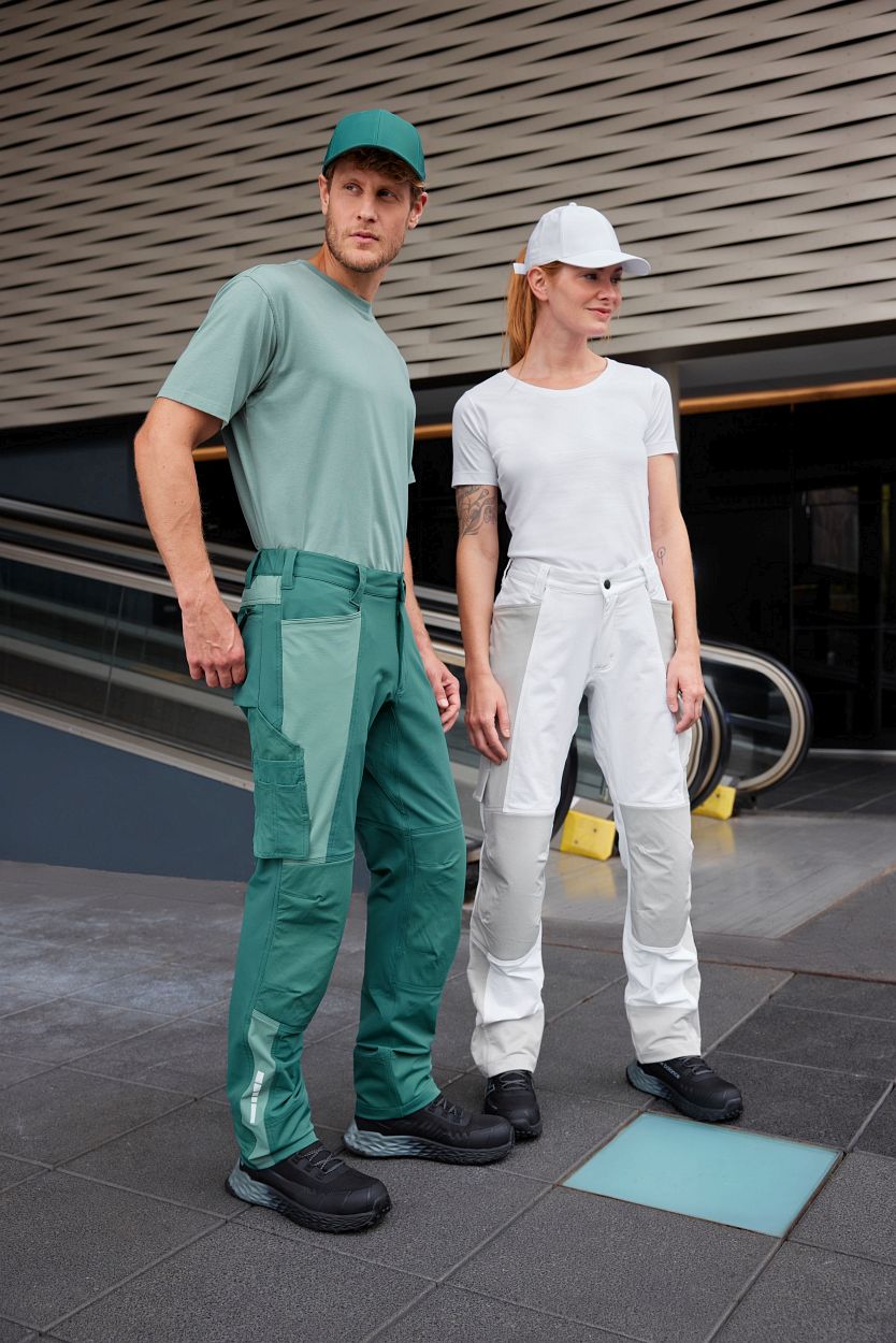Workwear Pants (All-Season) 4-Way Stretch "JN1884" in White/Cement, Größe 64 - Daiber