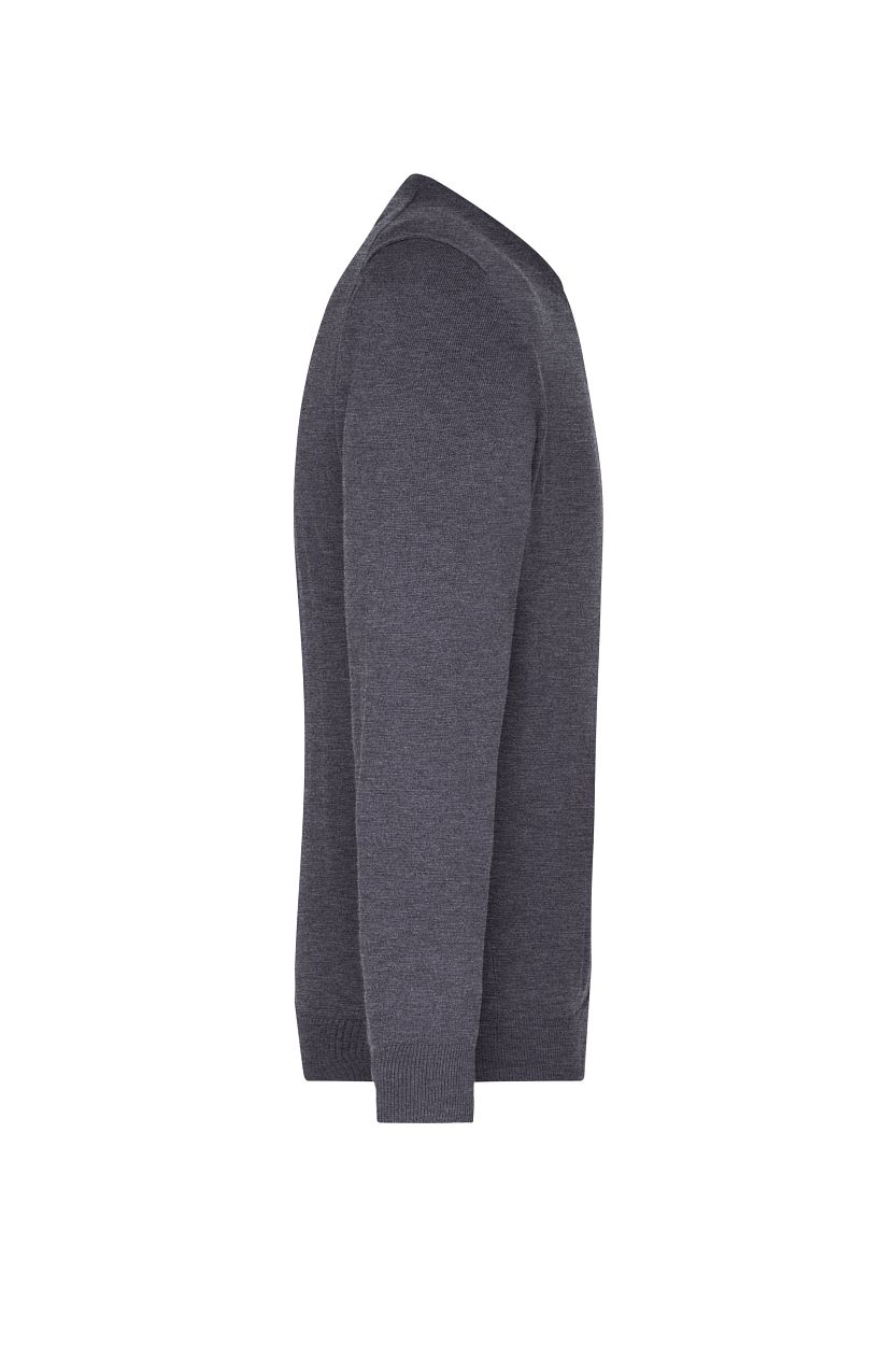 Men's V-Neck Pullover "JN659" in Anthracite-Melange, Größe 3XL - Daiber