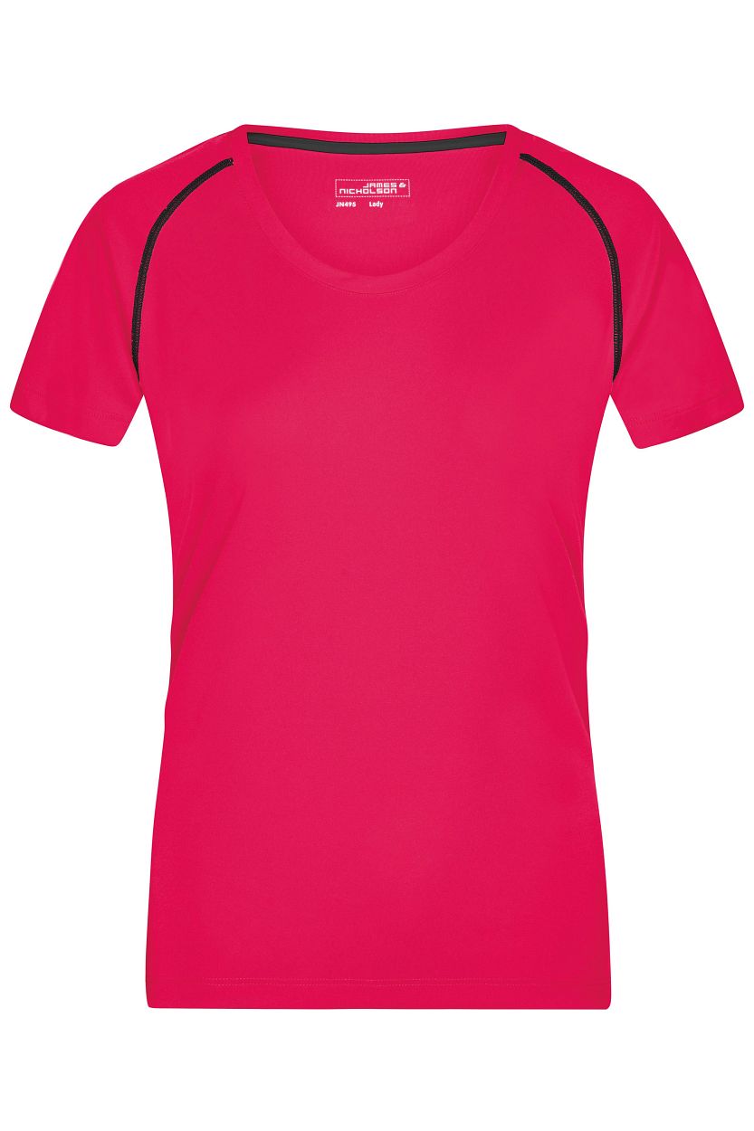 Ladies' Sports T-Shirt "JN495" in Bright-Pink/Titan, Größe 2XL - Daiber