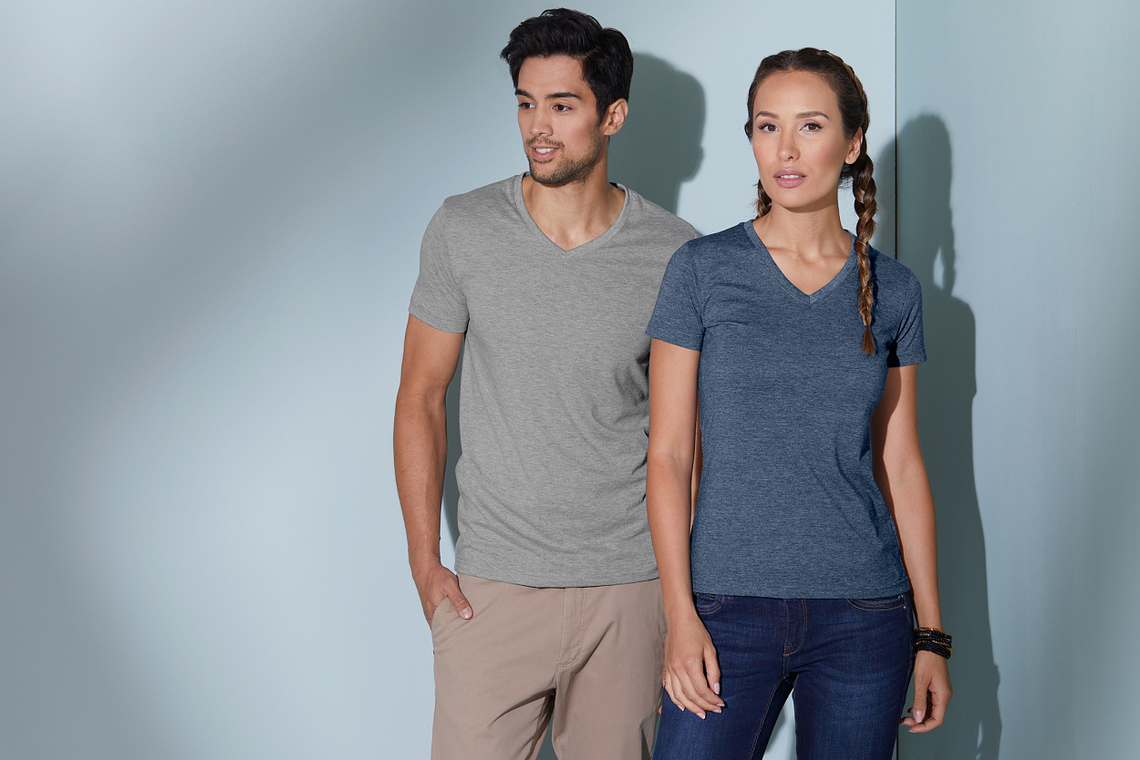 Men's Heather T-Shirt "JN974" in Wine-Melange, Größe 3XL - Daiber