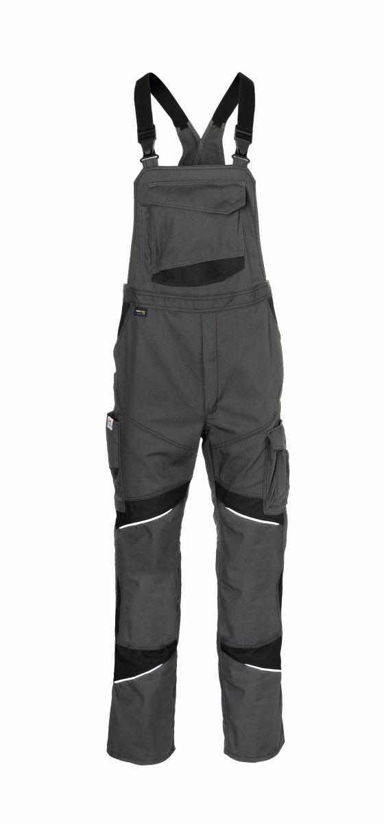 KÜBLER ACTIVIQ cotton+ Latzhose in Anthrazit / Schwarz, Größe 40