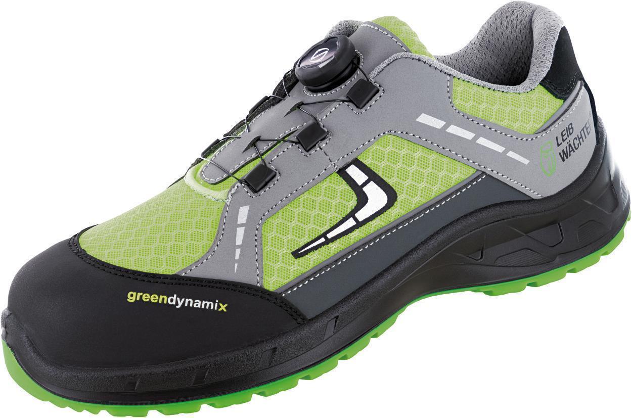 Halbschuh L1295 Basel in Grau/Schwarz/Grün, Gr. 47 von Leibwächter