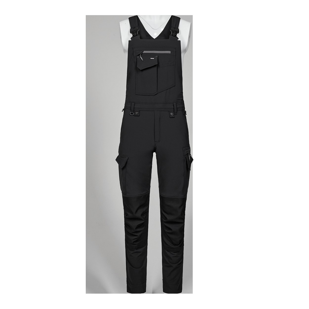 ENGEL Entire Latzhose mit 4-Wege-Stretch in Schwarz/Anthrazit Grau, Größe 26