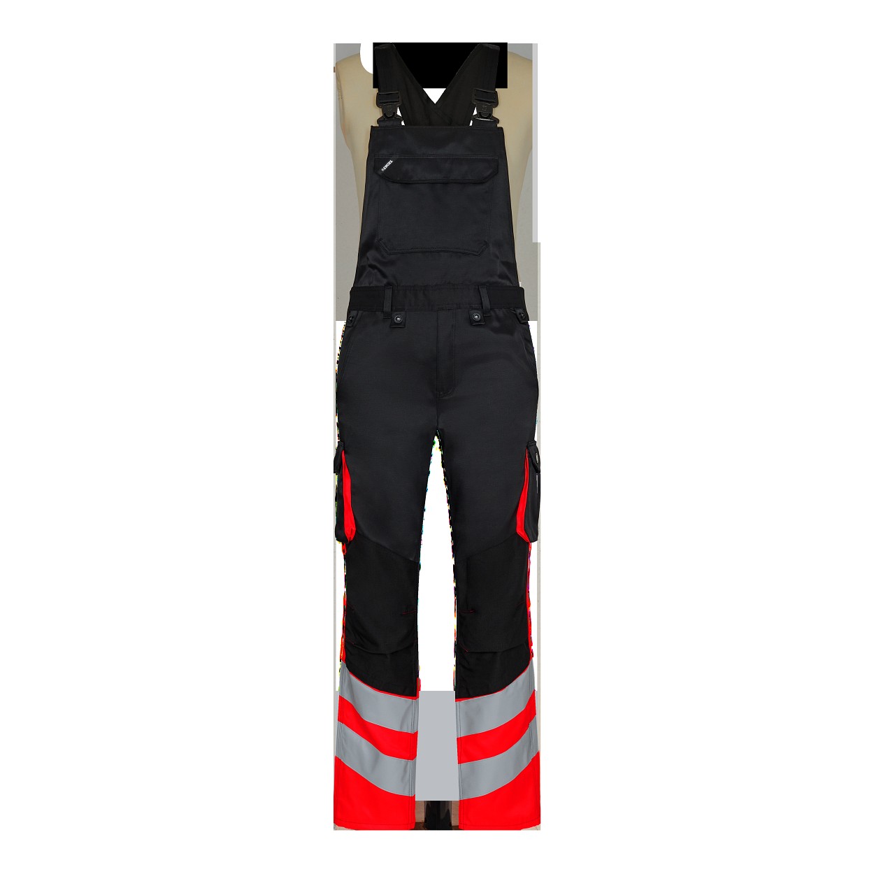 ENGEL Safety Light Latzhose in Schwarz/Rot, Größe 106