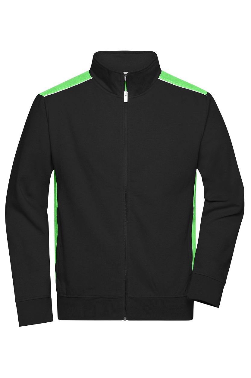 Workwear Sweat Jacket - COLOR - "JN870" in Black/Lime-Green, Größe 6XL - Daiber