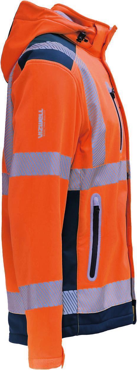 Kontrast-Softshelljacke leuchtorange-marine in Gr. XXL von Vizwell