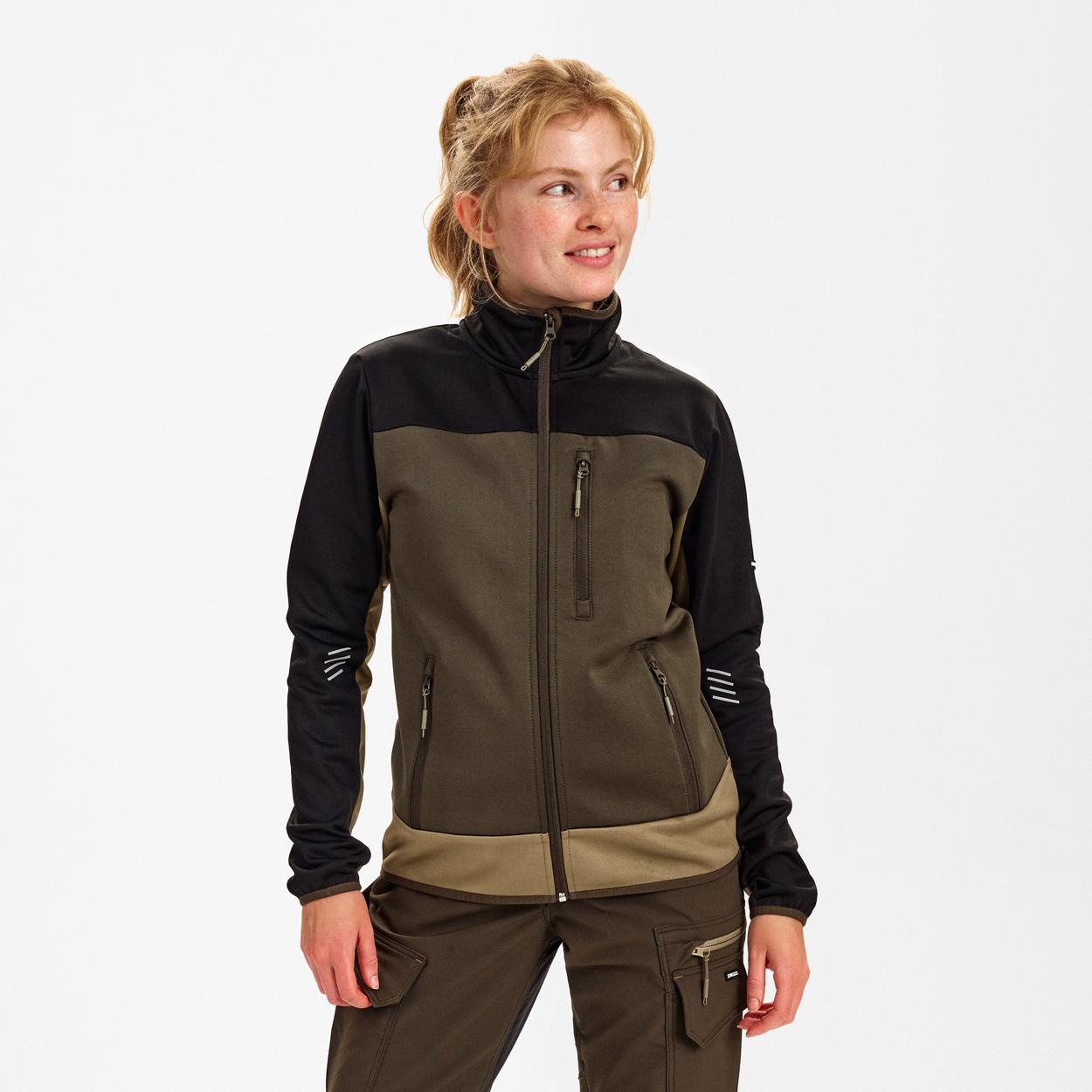 ENGEL Entire Damen Midlayer-Cardigan in Forest Green/Schwarz, Größe XS