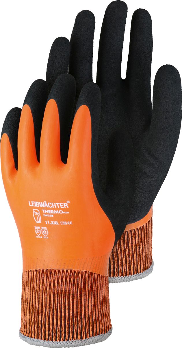 Acryl-Handschuh mit Latex-Beschichtung LW338 "Winter Grip" in Orange Gr. 8 - Leibwächter