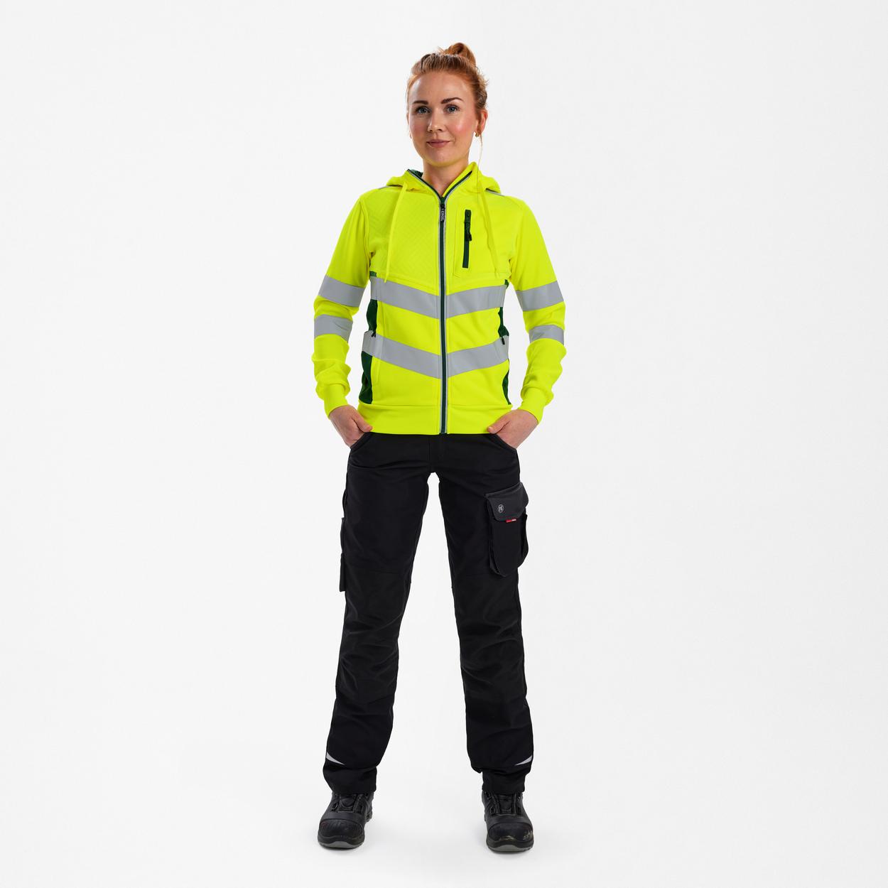 ENGEL Safety Damen Sweatcardigan in Gelb/Grün, Größe XS