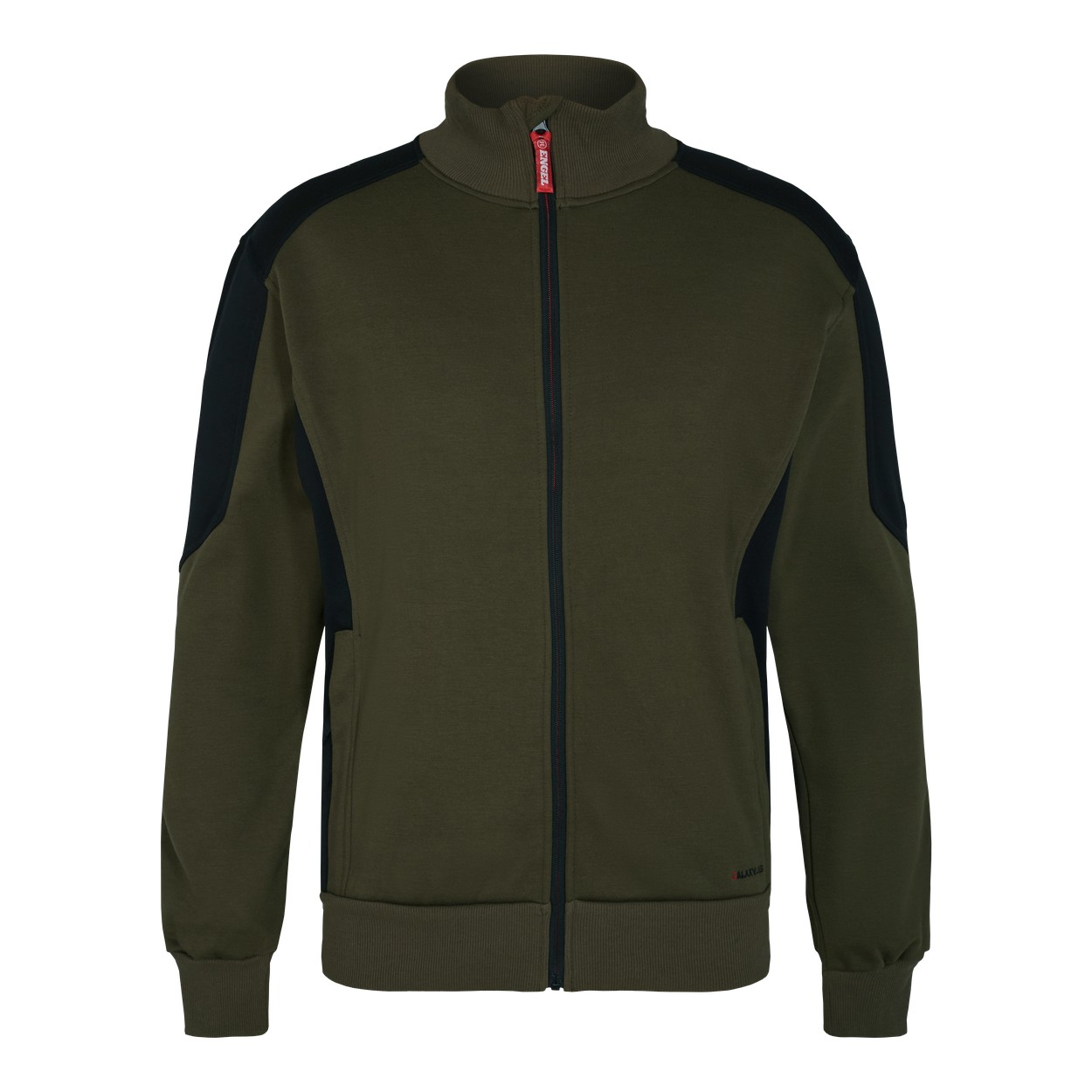 ENGEL Galaxy Sweatcardigan mit Kragen in Forest Green/Schwarz, Größe XS