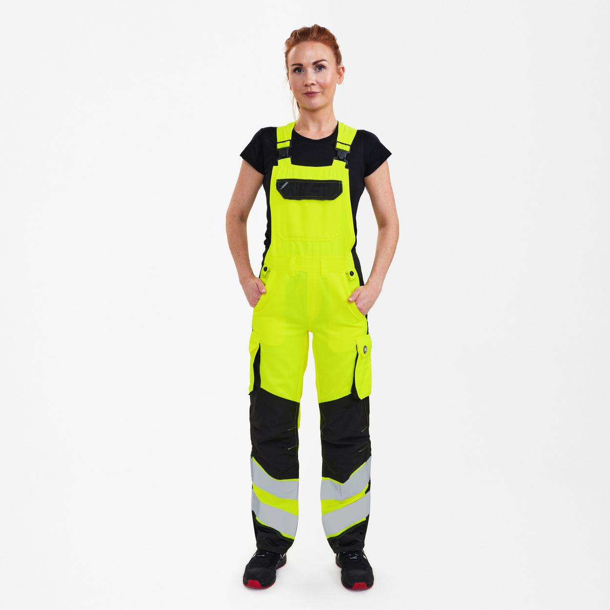 ENGEL Safety Light Damen Latzhose in Gelb/Schwarz, Größe 34