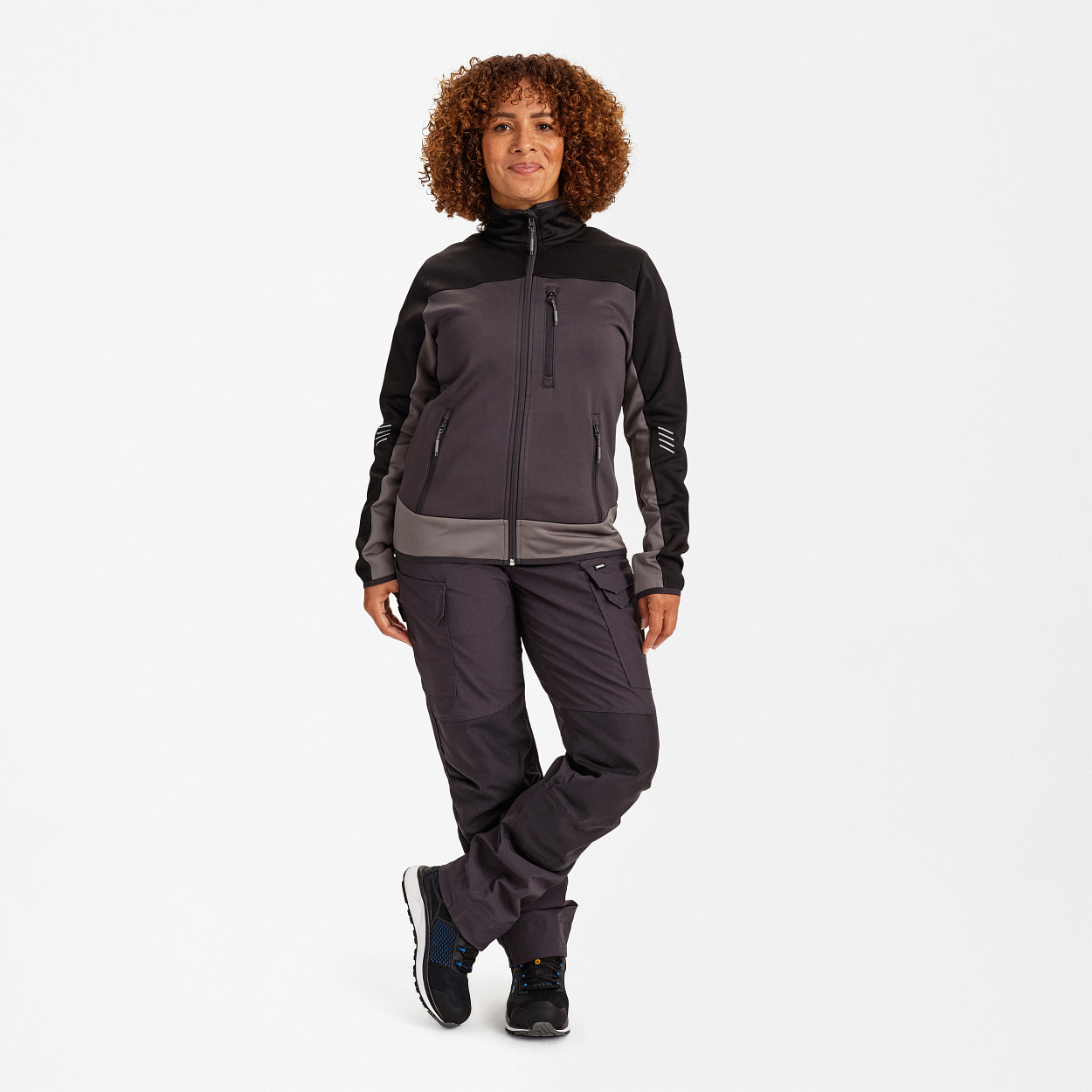 ENGEL Entire Damen Midlayer-Cardigan in Anthrazitgrau/Schwarz, Größe XS