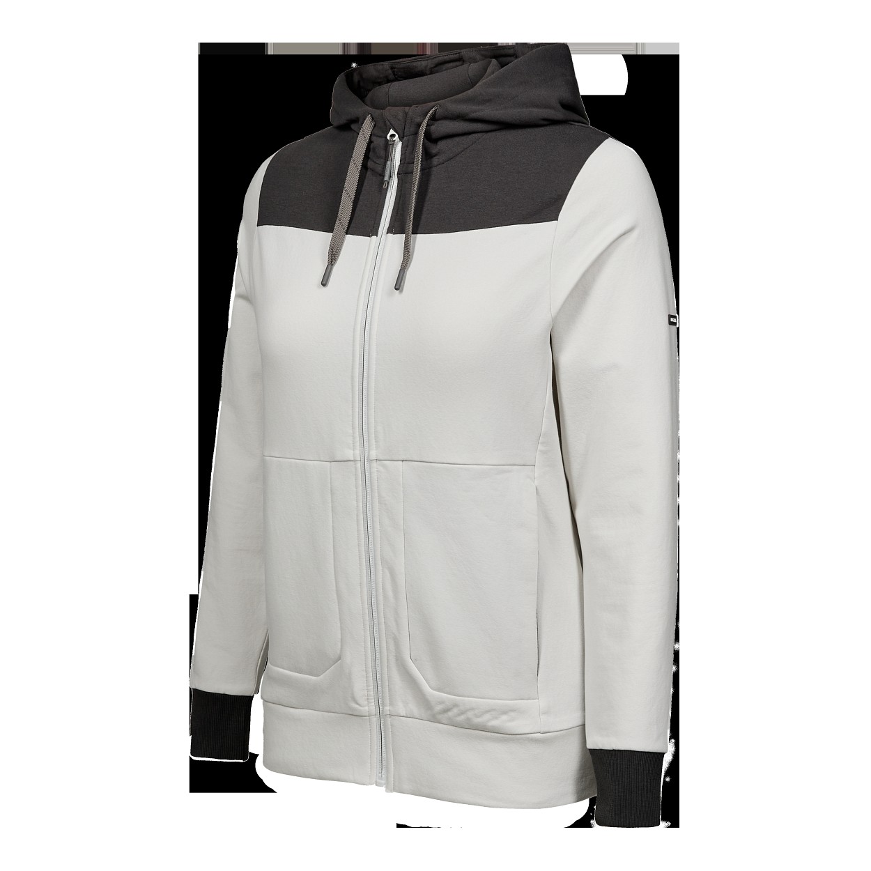 ENGEL Entire Damen Sweatcardigan mit Kapuze in Bone White / Anthracite Grey, Größe XS