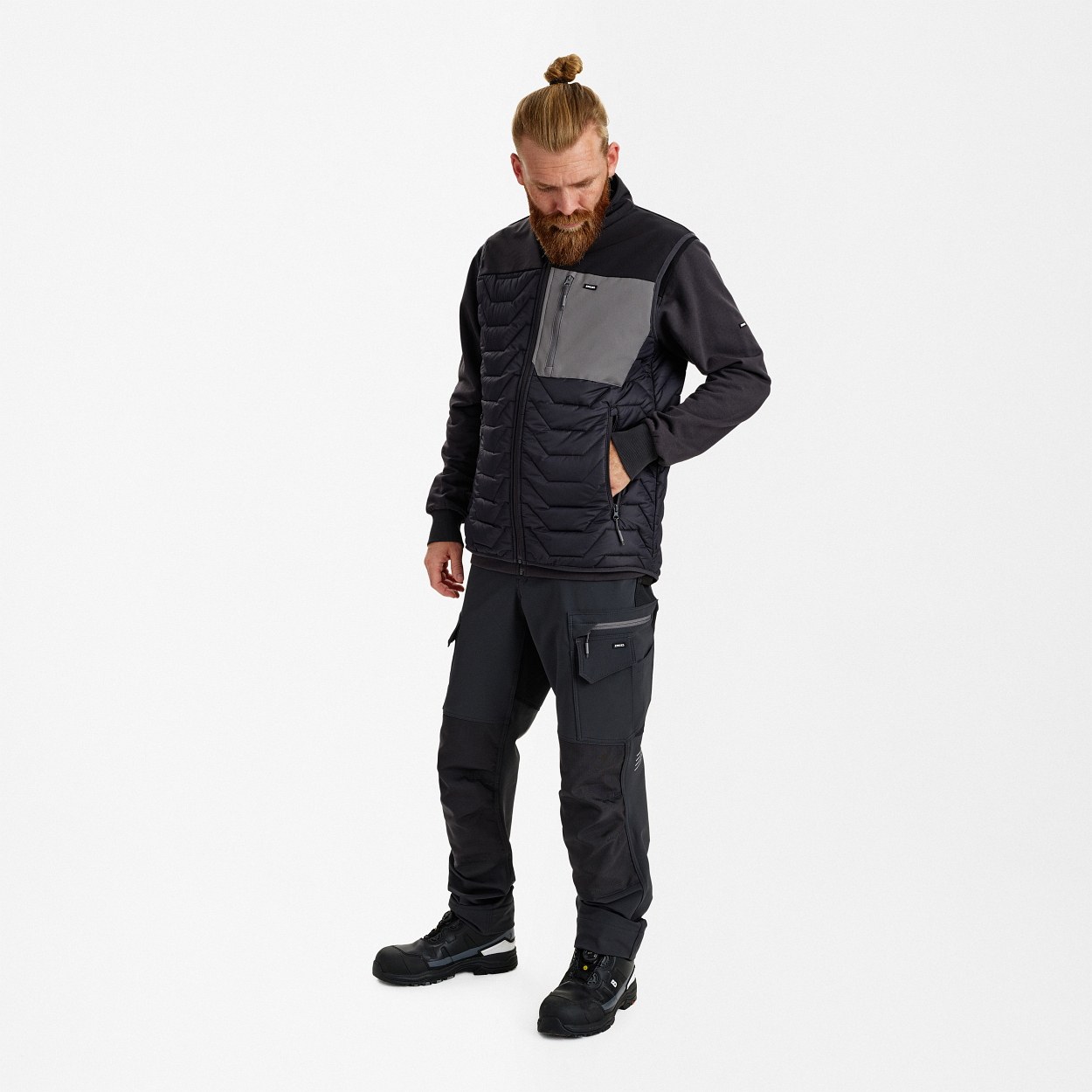 ENGEL Entire Steppweste in Anthrazitgrau/Schwarz, Größe XS