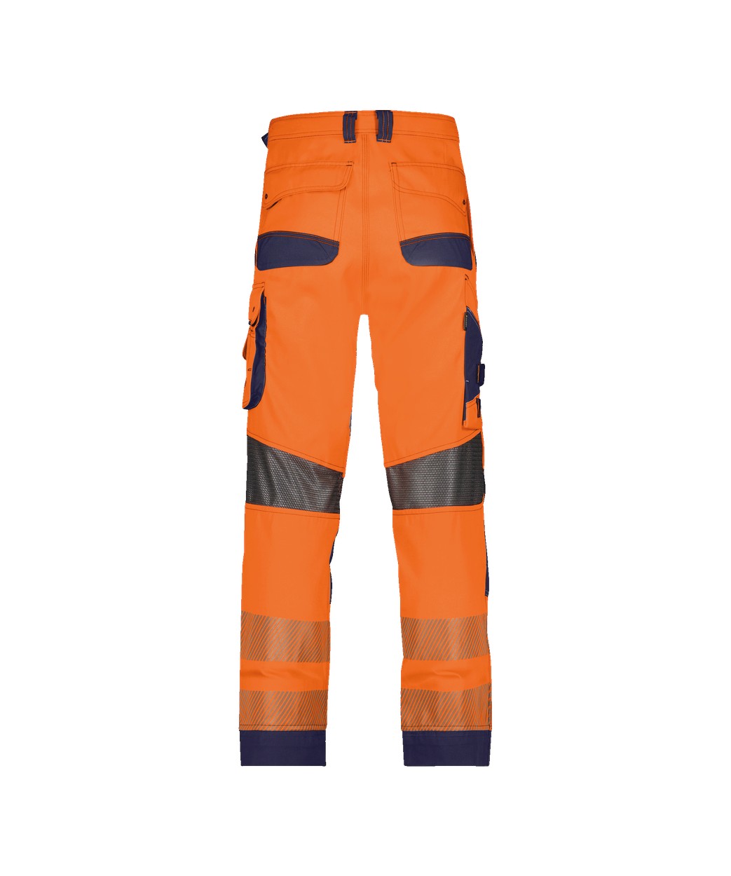 Sommer Warnschutzhose mit Kniepolstertaschen "DASSY® Odessa" in NEONORANGE/DUNKELBLAU, Größe 58 - langer Schritt PESCO70