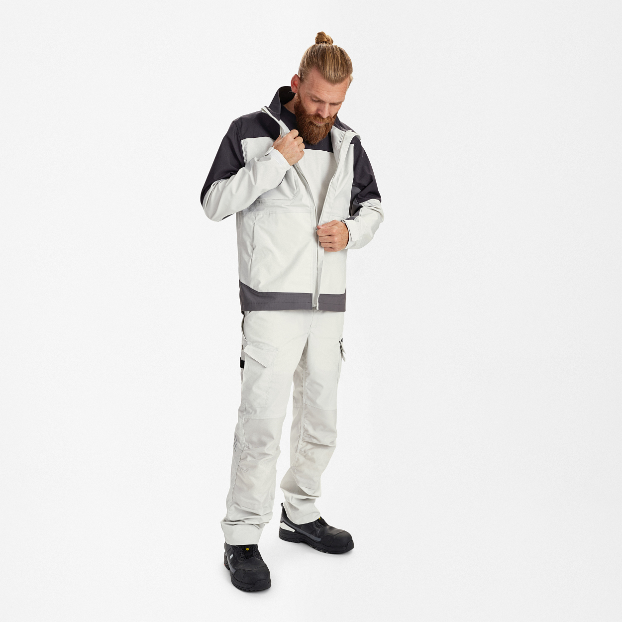 ENGEL Entire Arbeitsjacke mit Stretch in Bone White / Anthracite Grey, Größe XS