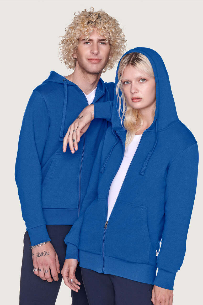 HAKRO 605 Kapuzen-Sweatjacke Premium in royalblau, Größe 6XL